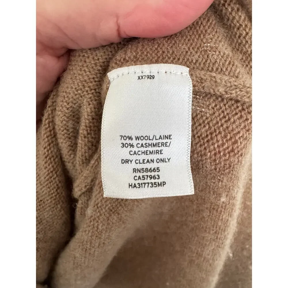 Halogen Cashmere Wool Tunic Sweater Tan Small Petite